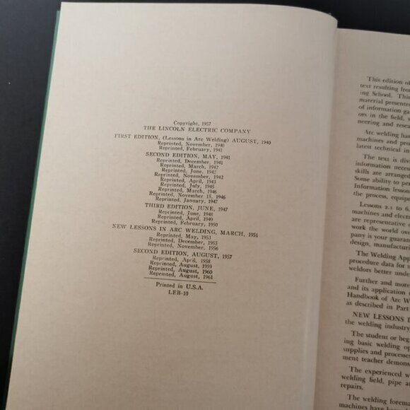 1960s New Lessons in Arc Welding Green HC Lincoln Electric Company Vintage - Picture 5 of 8